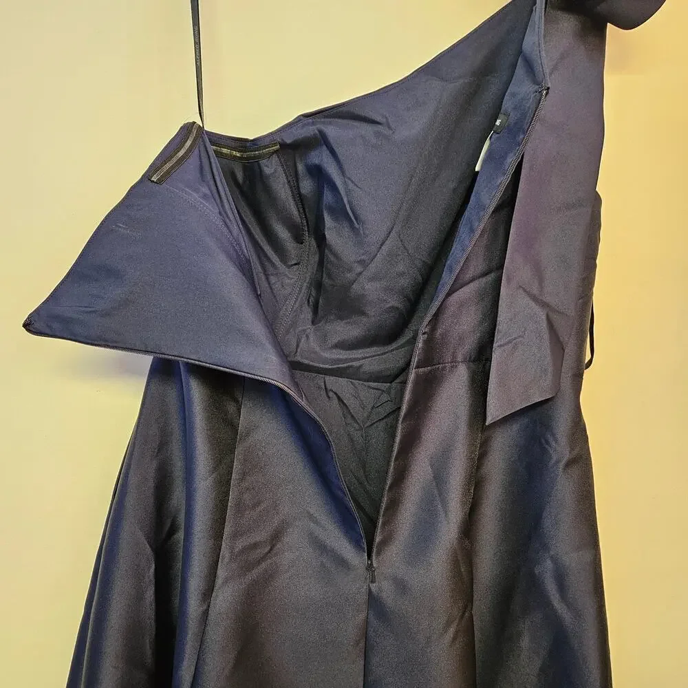 Alfred Sung Midnight One Shoulder Bow Satin Gown Size 12R NWT Holidays‎ Party - Picture 4 of 9